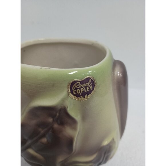 VTG Royal Copley Harmony Leaf Planter Vase Chartreuse Green Ceramic Mid Century - Picture 2 of 9